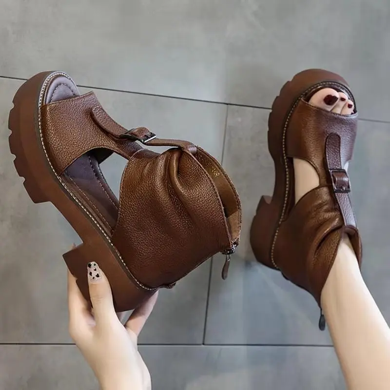 Ботильоны женские винтажные ботинки из искусственной кожи на высоком каблуке с