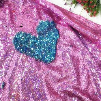 

1Y/Lot Pink Double Side Glitter Sequins Fabric Sewing Mesh For Dress Performance Costume Accessories