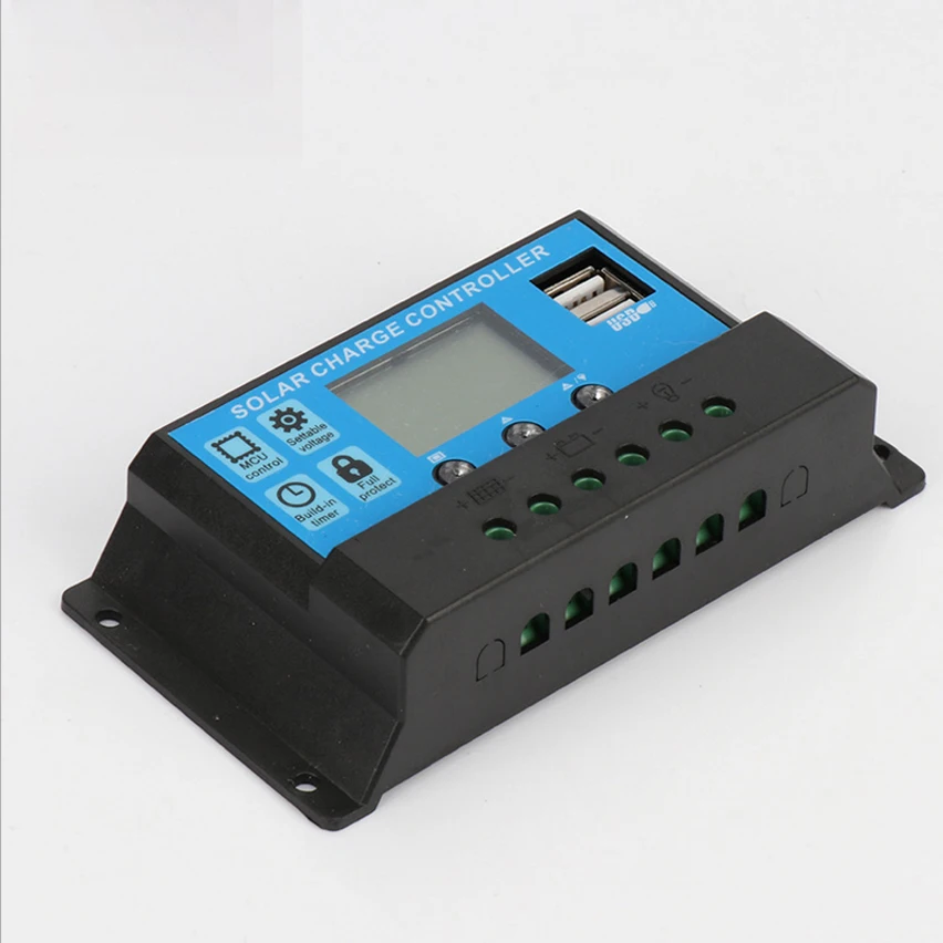 За максимальной точкой мощности, Солнечный Контроллер заряда 12 V/24 V 10/20/30A режимы Auto, PWM 5V Выход Панели солнечные Батарея регулятор с двумя USB портами, ЖК-дисплей Дисплей