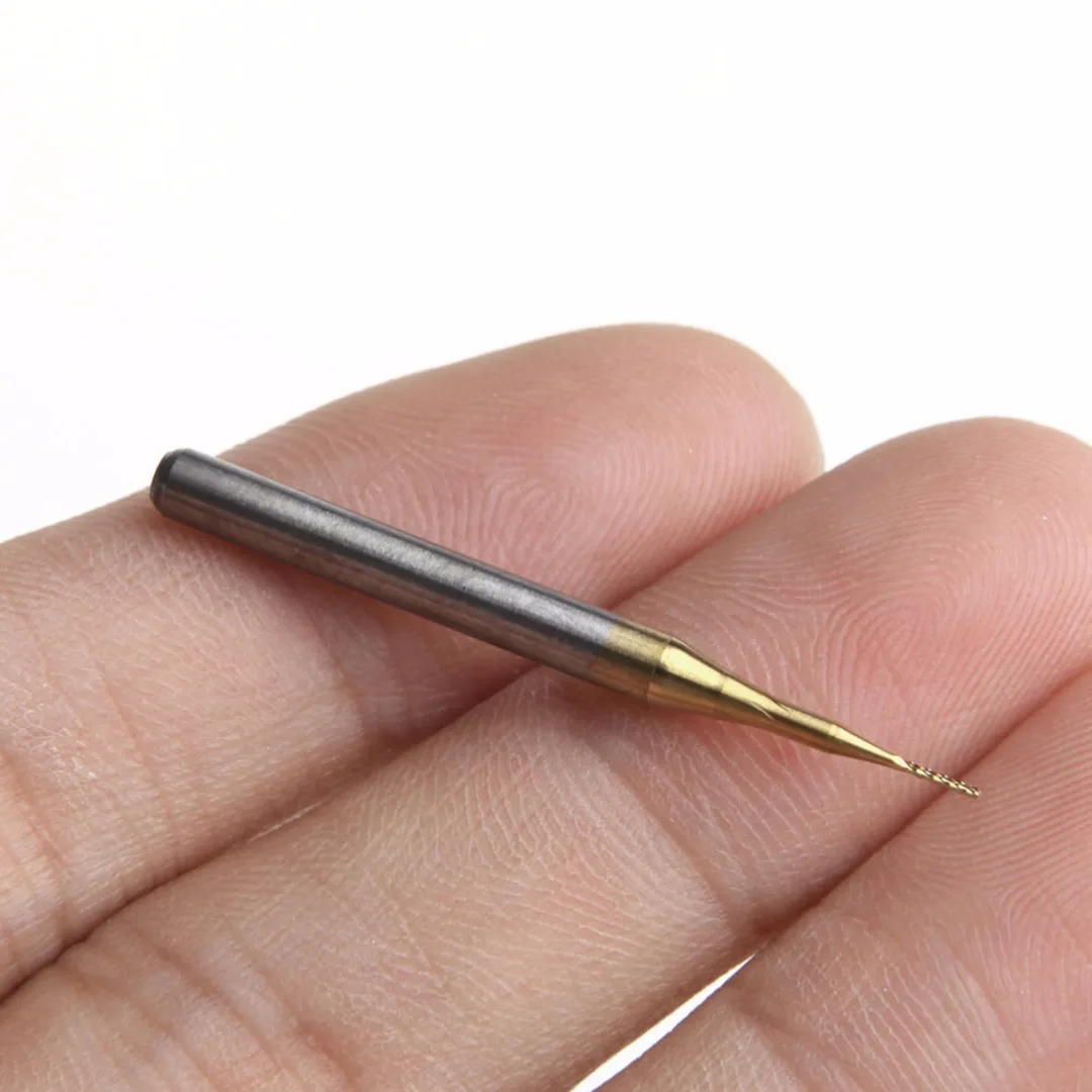 DWZ 10pcs New Titanium Coat Carbide 3.175x0.5mm End Mill Engraving Bits CNC Cutters