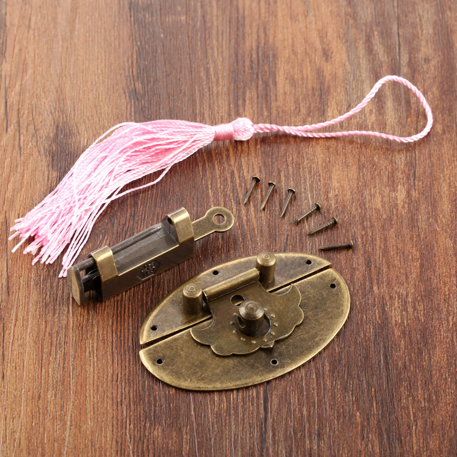 Loquet Papillon Bronze Antique - Cadenas Vintage Avec Clé - Charnières Et Protections Angle - Déco Boîte Bois
