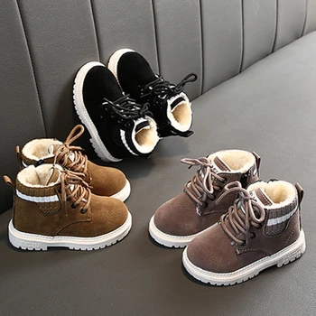 

Autumn And Winter 1-5T Children Shoes Martin Boots Snow Cotton Shoes Boys Girls Plus Velvet k