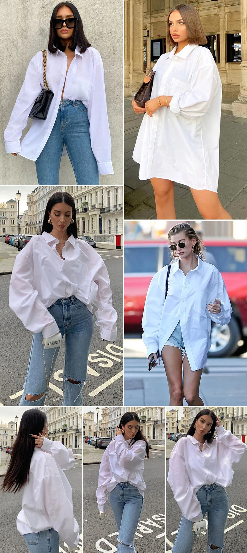 Boyfriends Loose Sexy White Blouse Shirts Elegant Turn-Down Collar Lantern Sleeve Oversize Women Blouse Casual Fashion Shirts