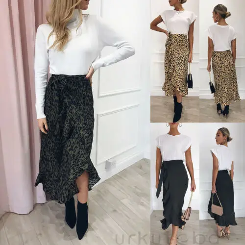 New Fashion Women Long Sleeve Leopard Print Boho Long Maxi Dress Lady Casual Skirt High Waist Plus Size New Fashion Women Long Sleeve Leopard Print Boho Long Maxi Dress Lady Casual Skirt High Waist Plus Size