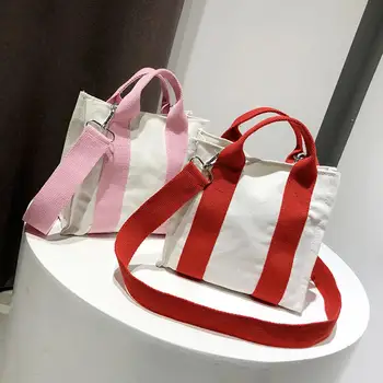 

2019 Hot Casual Portable Women Color Block Canvas Shoulder Bag Handbag Crossbody Storage Pouch Lightweight Women Shoulder Bag