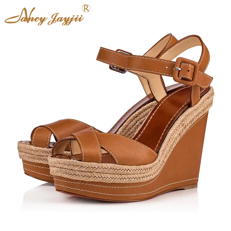 brown platform heel sandals