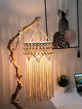 

Hand Woven Chandelier Lampshade Bohemian Macrame Wall Hanging Tapestry Room Coffee Restaurant Decoration