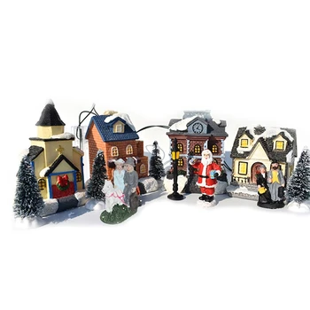 

Lighting Up Diy Christmas Doll Figurine Artificial Tree Tiny Resin House Village
