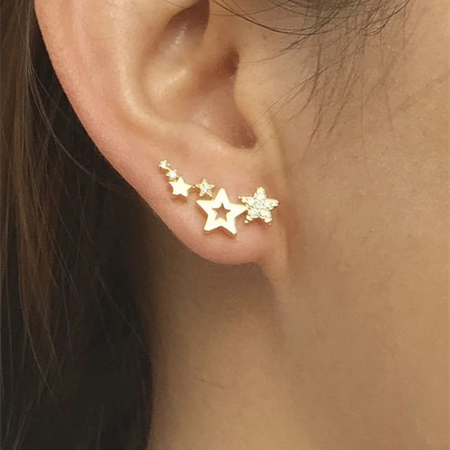 Huitan Hot Selling Simple Stylish Star Women Drop Earrings Shiny White Zircon Exquisite Versatile Female Earring Fashion Jewelry 2