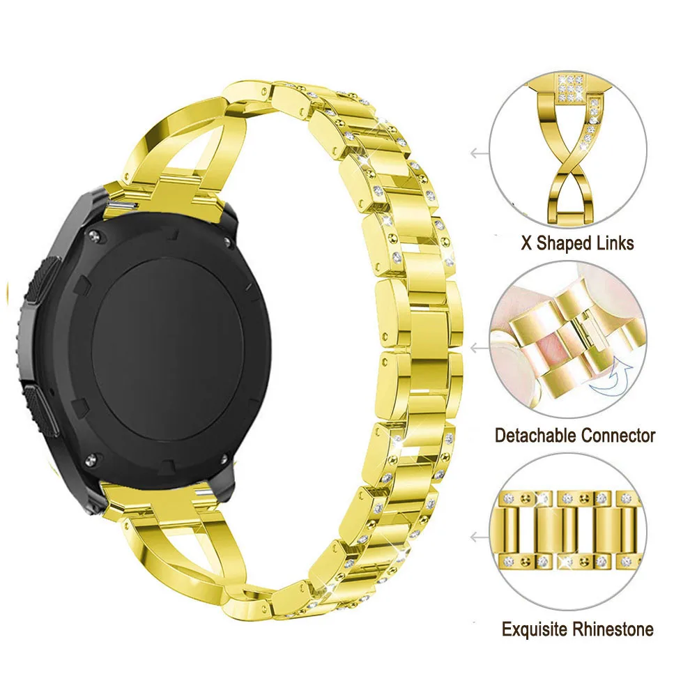 4 DELELE Samsung gear s3 frontier classic watch band with diamonds gold (06)