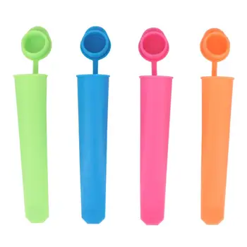 

4pcs/set Silicone Ice Cream Mold Popsicle Molds Ice Tube Mold with Lids Ice Cream Maker Mold DIY Homemade Pop Maker Mould Summer