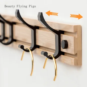 

Direct sales new clothes key doll hook hook door behind the wall hanging bathroom wall creative solid wood coat hook removable