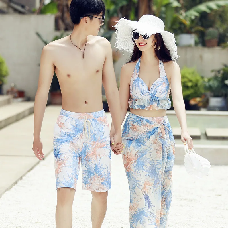 

Swimsuit Woman Bikini Girls New Tankini Women 2 Piece Brazilian Biquini Couple Swimwear Set Three Sexy Split Men Beach