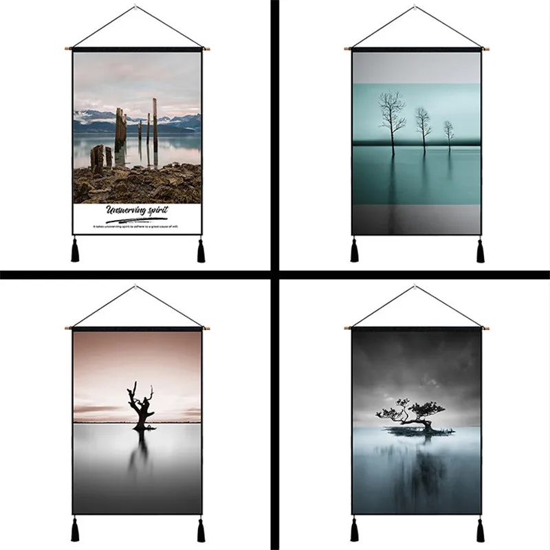 

Lake And Tree Patterns Tapestry Hanging Wall Cotton Cloth Art Beautiful Apartment Dorm Room Party DIY Decoration Tapestries