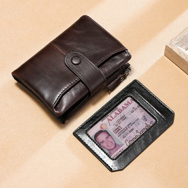Genuine Leather Vintage Retro Men s Wallet Purse Fashion Multi Function Portable Solid Color Card Holder