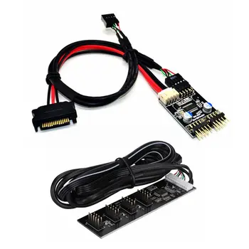 

9Pin Usb Header 1 To 2/4 Card Board Desktop 9-Pin Usb Hub Usb2.0 9Pin Male Adapter 30 Cm Usb 9Pin Cable + Sata Power Cable New