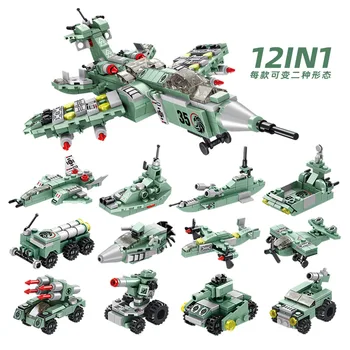 

576 pcs fighter 12-in-1 small particle building block model children's fun assembling building blocks assembly toys