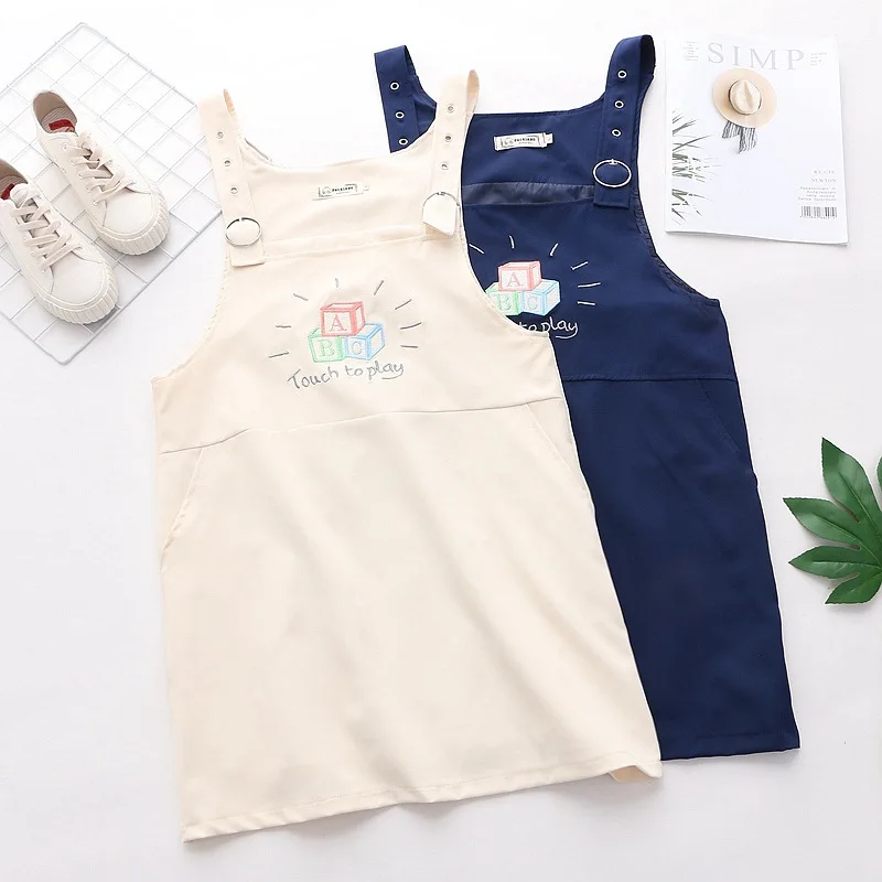

Japanese-style Mori Girl Line 19 Spring And Summer New Style Sweet Artistic College Style Square Lettered Embroidered GIRL'S Str