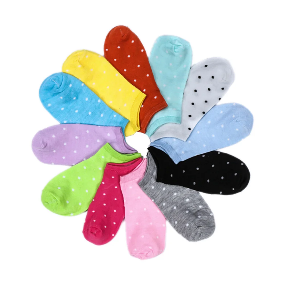 

Female Heart Dot Solid Low Cut Socks Short Socks Women's Slippers Spring Summer Cotton Blend Ankle Boat Socks