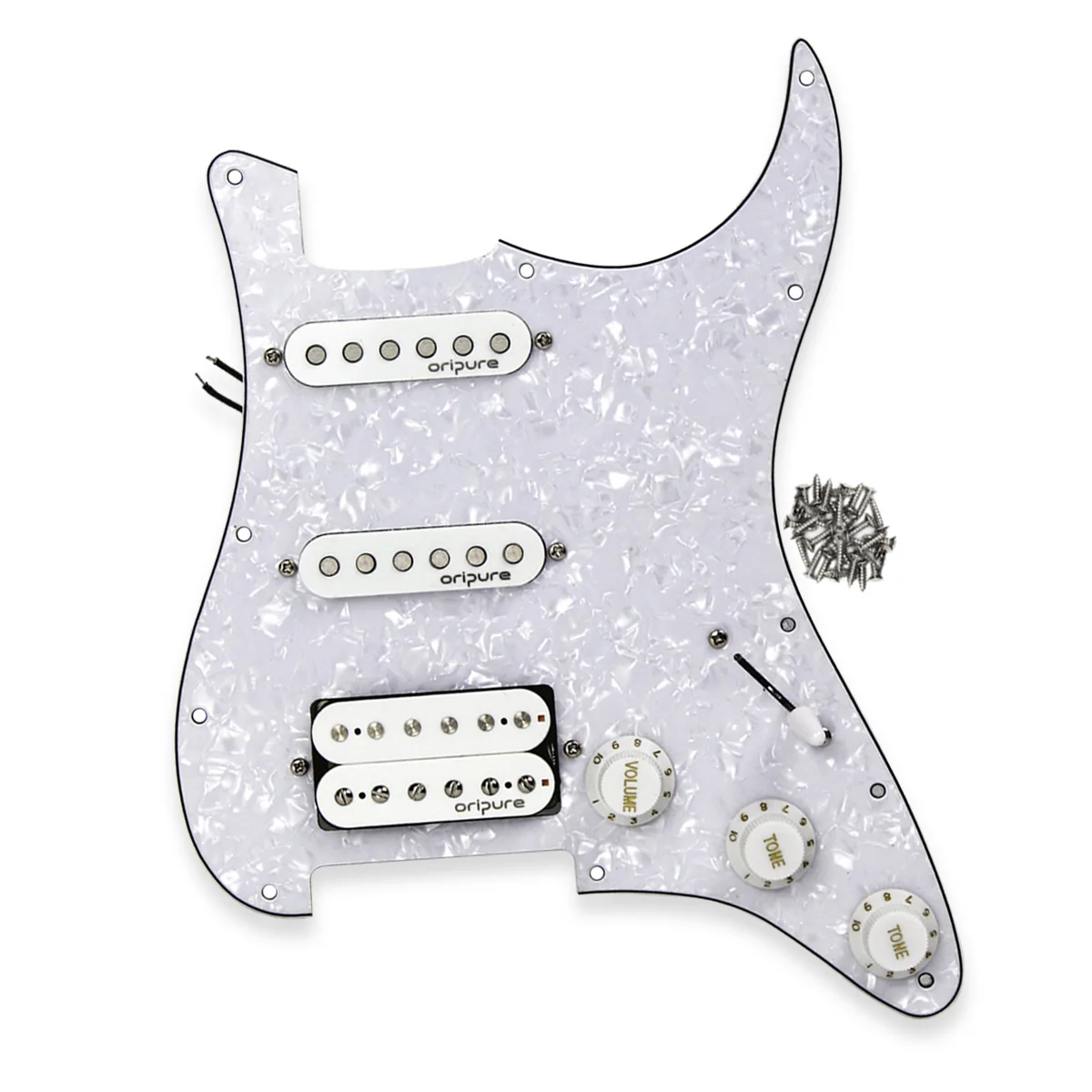 White Pearl OriPure нагруженная Накладка для электрогитары Strat набор Alnico 5 пикапов для 11 отверстий FD Страт Стиль гитары запчасти - Цвет: White Pearl
