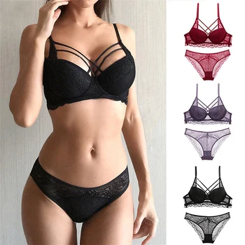 

Women's Sexy Bra Set Quality Polyester Lace Lingerie Straps Panty Bandage Set Babydoll Comfortable and Breathable Underwear Set