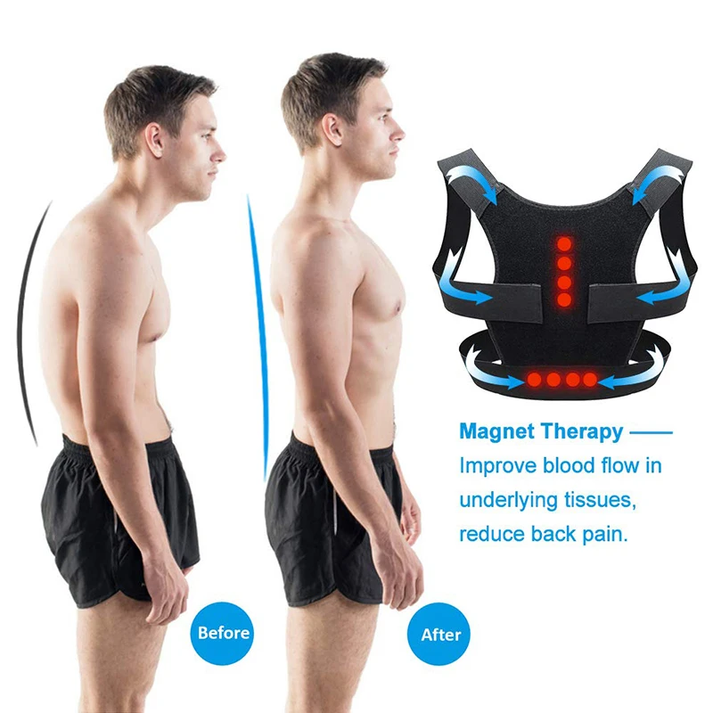 Регулируемый магнитный Корректор осанки, поддержка спины, пояс для боли, пояс для защиты плеч, аксессуар для фитнеса