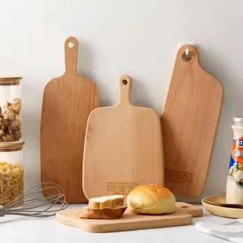 

Kitchen Wooden Chopping Blocks Beech Pizza Bread Fruit Hangable Cutting Board Durable Non-slip Kitchen Accessories