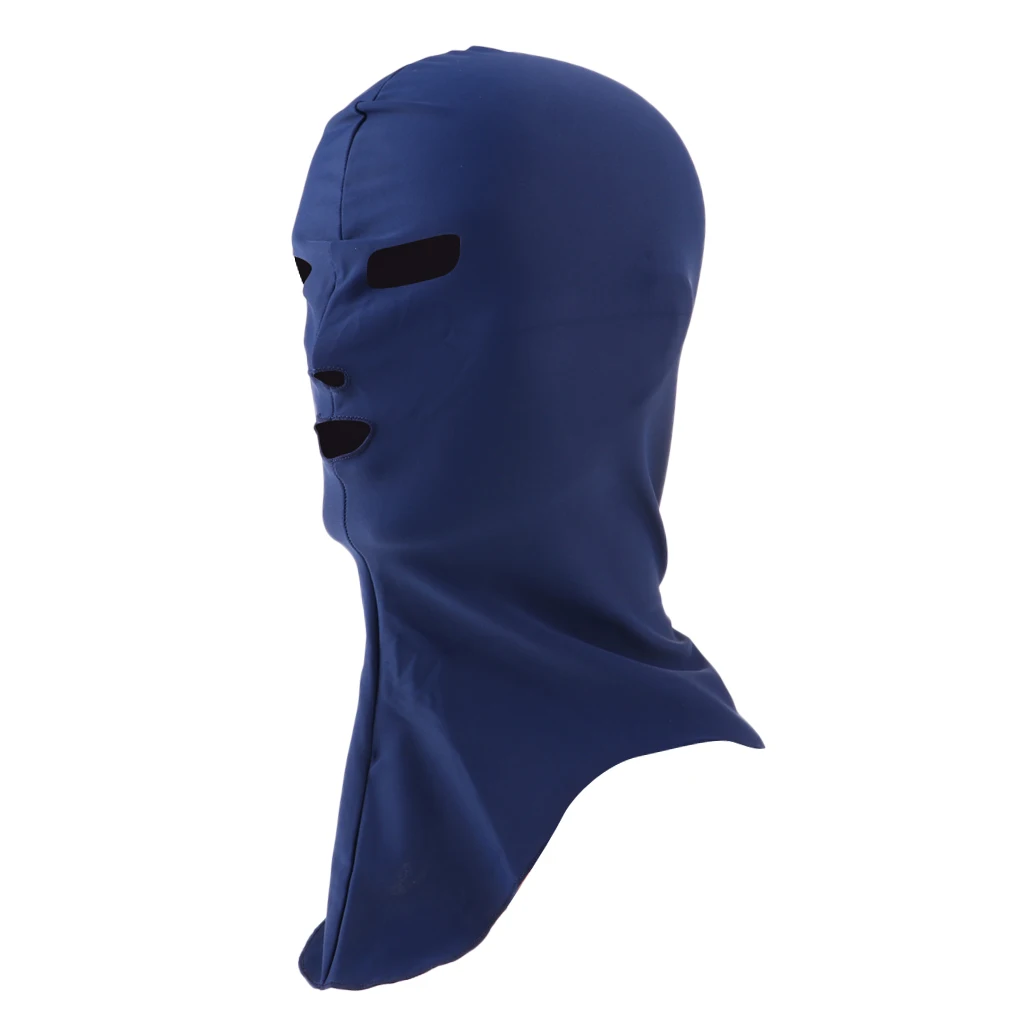 Swiming Diving Wetsuit Hood UV Sun Protection Full Face Mask Head Neck Cover Face Bikini Elastic Swim Cap Blue & Navy