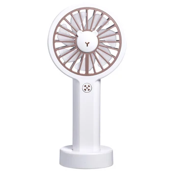

Cartoon Handheld USB Rechargeable Fan with LED Light Cooler Portable Adjustable Desktop Cooling Fan
