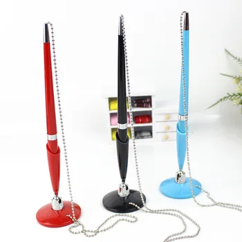 

Creative Rotating Ballpoint Pen with Base Fix on Table Counter Liquid Ink Pen Chain Connection Pen Bank Pen Holder Signature Pen