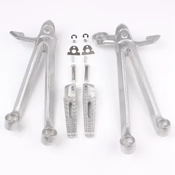 

1 Set Motorcycle Rear Passenger Foot Pegs Footrest Bracket For Suzuki GSXR1000 2005 2006 K5 Motor Accessories Aluminum Silver