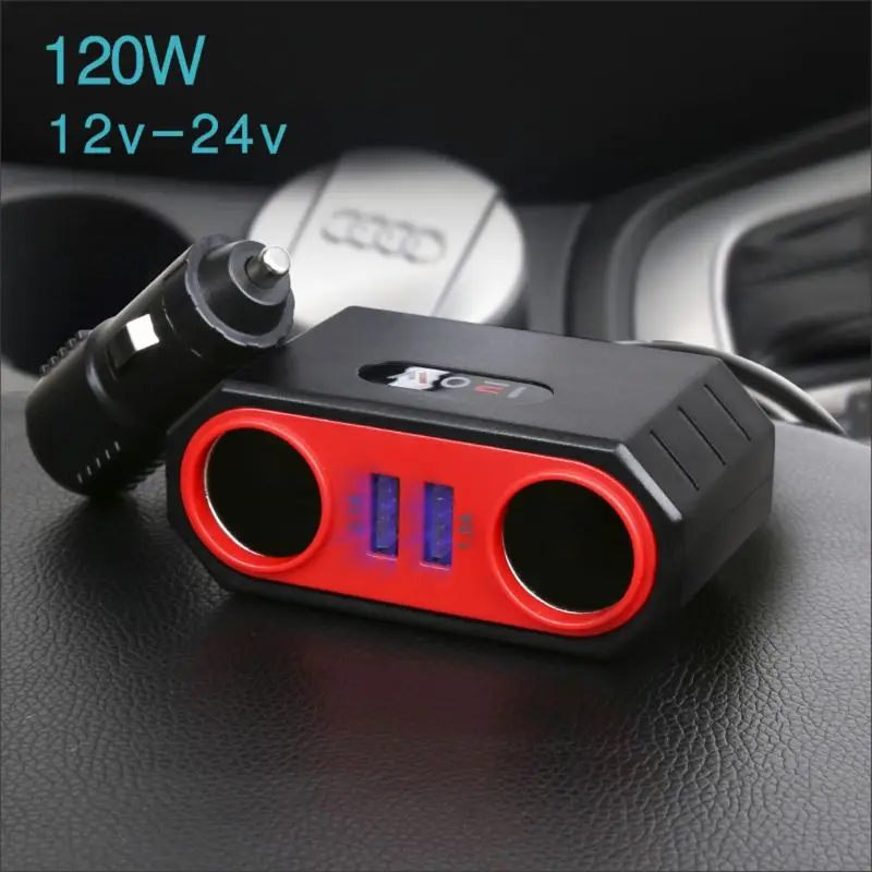Автомобильное заднее сиденье двойной USB телефон зарядное устройство прикуриватель разветвитель адаптер питания