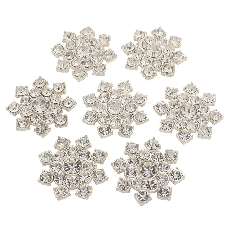 10 Stars Rhinestone Buttons Flatback Embellishments Craft DIY Silver