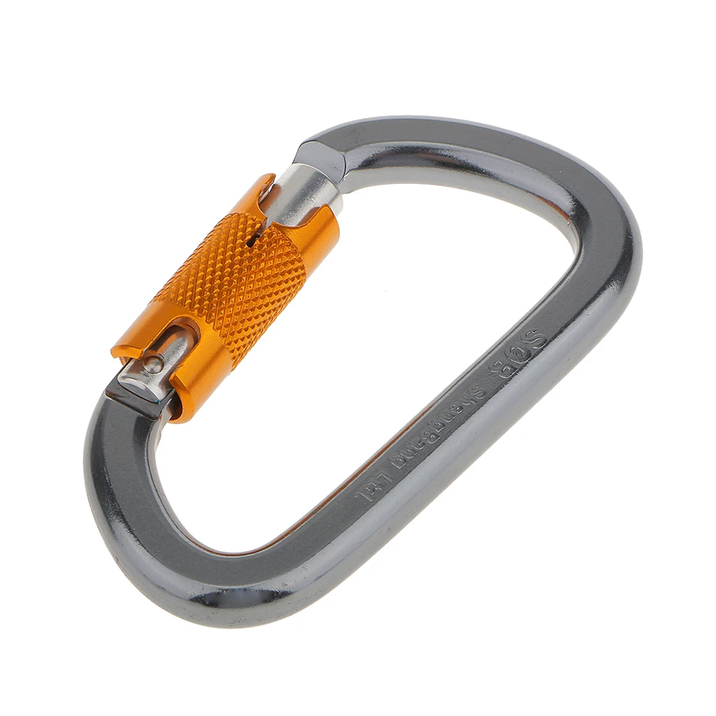 28KN Rock Climbing Rappelling Tree Carving Carabiner Screw Locking Key Chain Camping Hiking Climbing Accessories
