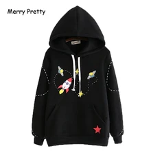 MERRY PRETTY женский мультфильм Вселенная печати Harajuku толстовки с капюшоном Kawaii толстовки зима плюс бархат пуловер с длинным рукавом