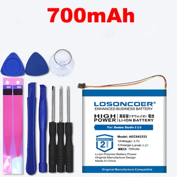 

100% Original LOSONCOER 700mAh AEC643333 Battery for Beates Studio 2 2.0 Wireless bluetooth Headphone PA-BT05 PA-BT02 Battery