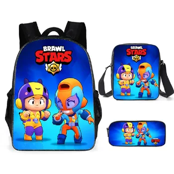 

Brawl Backpack School Large Capacity 3D Nylon Waterproof Backpacks Student Shoulder Bag Pencil Case Anime Children Bag