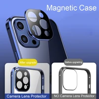 Custodia magnetica Coque 360 per iPhone 13 Mini 12 Pro MAX 11 Pro custodia paraurti in metallo copertura in vetro temperato pellicola protettiva per obiettivo della fotocamera