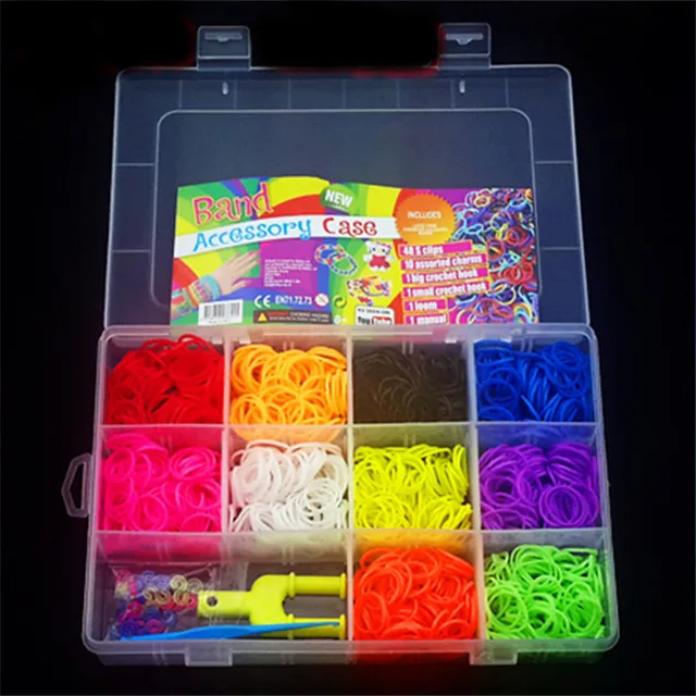1500 pieces of rubber loom with children's gifts for girls elastic band woven lace bracelet toy 10 color box set of DIY material 1