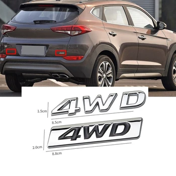

2Pcs 4WD Alloy Personality Four-wheel Drive Tail Label Body Sticker Car Exterior Decoration Accessories Suitable for Hyundai