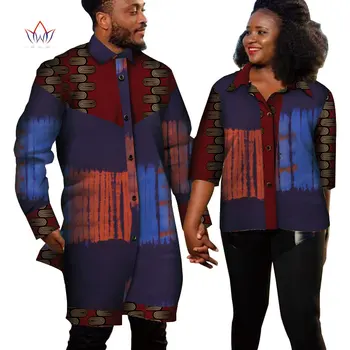 

Dashiki 2020 High Quality Sweet Couple Clothes African Wax Women and men shirt Clothing Bazin Plus Size Clothes for Party WYQ231