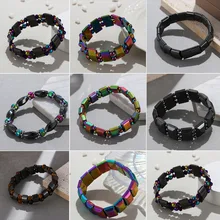 

Colorful Elastic Black Gallstone Magnet Beads Bracelet Braided Magnet Bracelets for Women and Men Jewelry Bangles with Charms