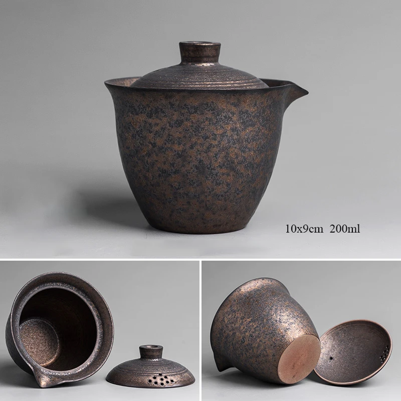 TANGPIN японские керамические чайники gaiwan винтажный китайский чайник кунг-фу 200 мл - Цвет: Золотой
