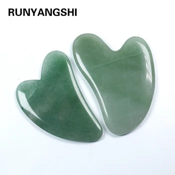 

Natural Aventurine Quartz Gua Sha Board Green Jade Stone Body Facial Eye Scraping Plate Acupuncture Massage Relaxation Health