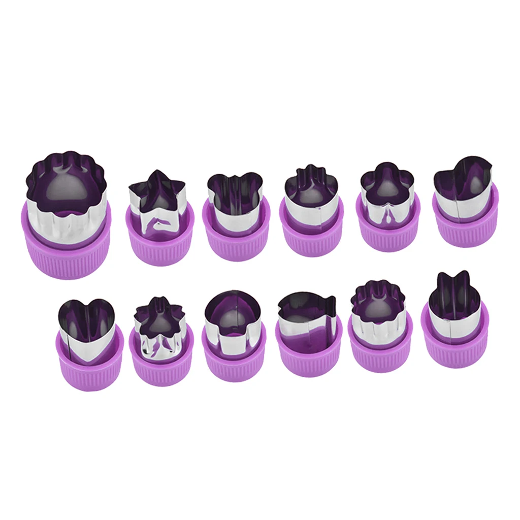 Set of 12 Cookie Cutters Sandwiches Fruit Cutter Shapes Set Stainless Steel