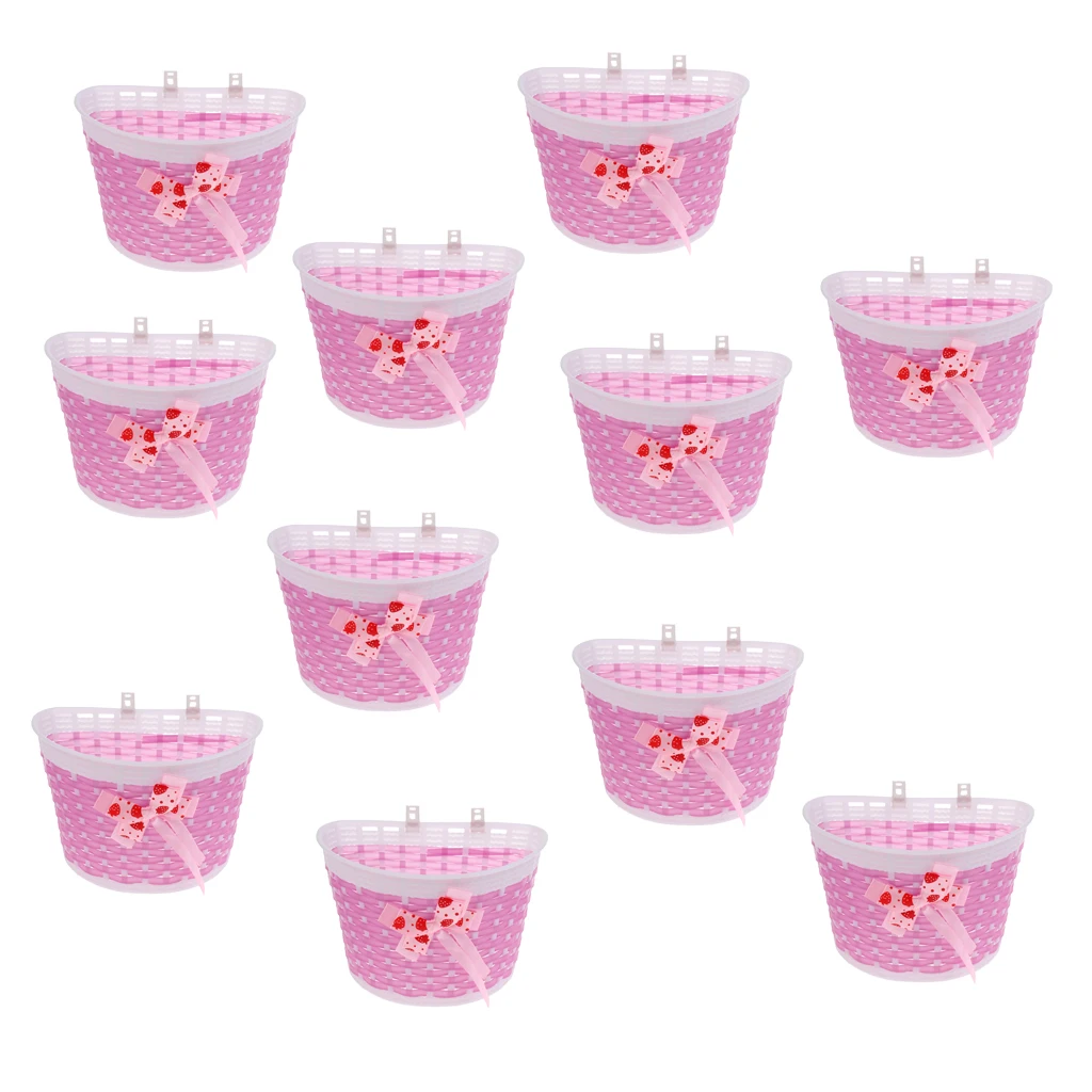 11x Children Kids Girls Bicycle Front Basket Bike Cycle Shopping Holder Pink