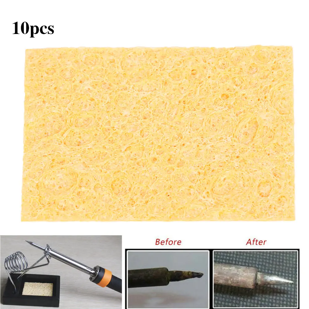 10pc High Temperature Enduring Condense Electric Solder Welding Soldering Iron TIp Cleaning Sponge Yellow Clean Tool