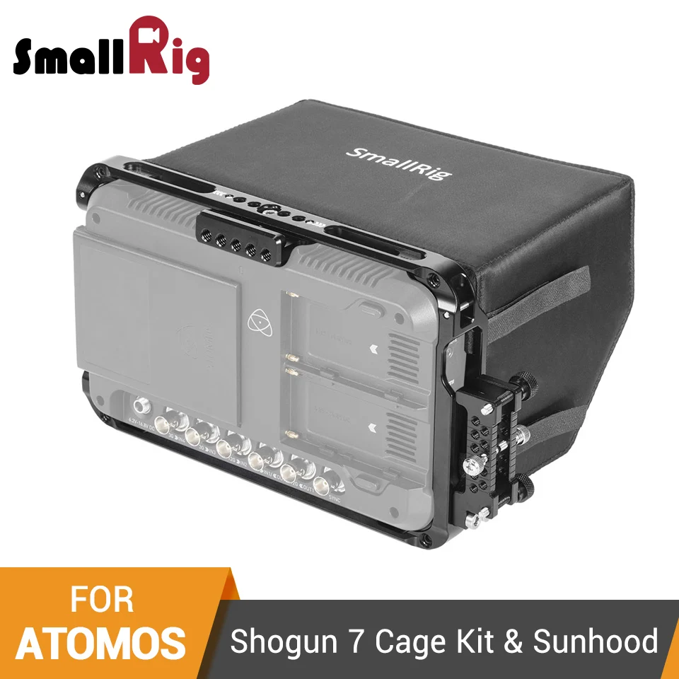 SmallRig монитор экран клетка с солнцезащитным козырьком/HDMI кабель зажим для Atomos Shogun 7 монитор клетка комплект со встроенным натовским Рельсом-2409