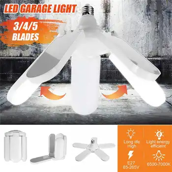 

E27 Deformable LED Garage Light 40W 60W 70W Adjustable Work Shop LED Ceiling Light Bulbs Foldable Fan Blade Lamp