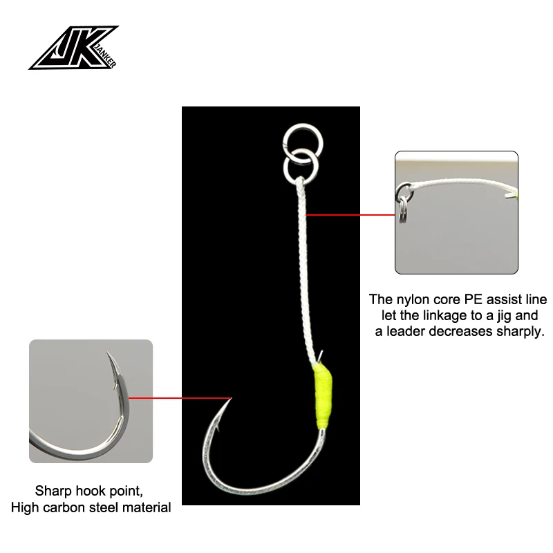 JK медленно, дергающаяся приманка рыболовные крючки 1/0-3/0 4/0 5/0 Галстук Крюк лужение ржавчины одинарный крючок для рыбалки в соленых водах, блесна, приманка, аксессуары